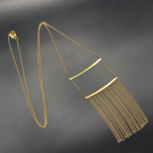 Elizabeth & James Ollie Vago Fringe Necklace 24k Gold Plated MSRP $348 NWOT - Picture 1 of 10